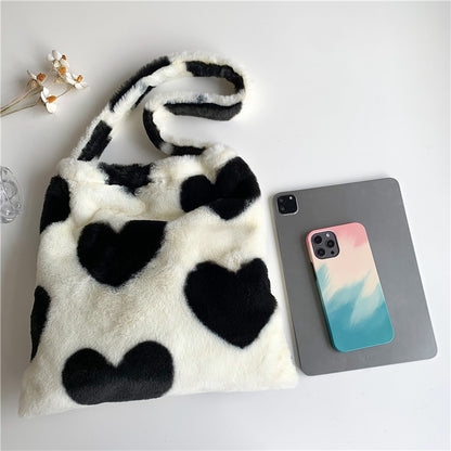 Love Heart Schulter Winter Plüsch Taschen für Damen