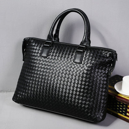 Bolso de hombre, maletín grande de cuero tejido a mano, bolsos de lujo, bolsos de mano de negocios para hombre, bolsos de mano de alta calidad para portátil.