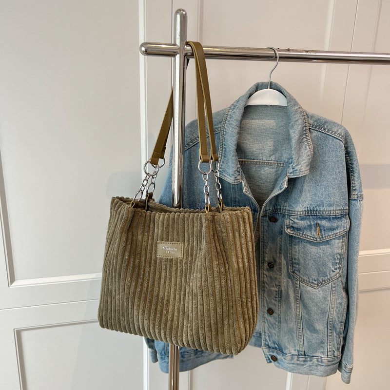 Casual Corduroy Shoulder Bag