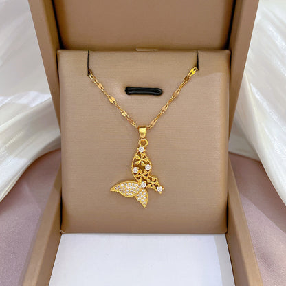 Collar de lujo con mariposa y circonitas para mujer