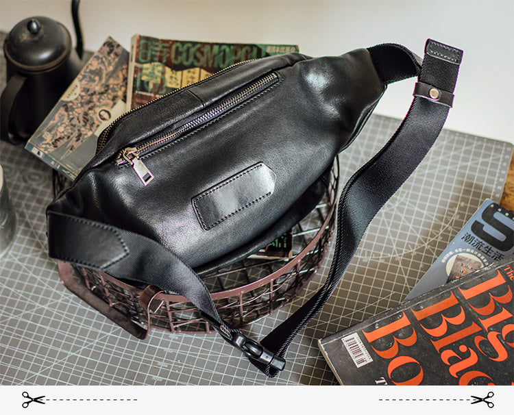 Black Leather Chest Bag
