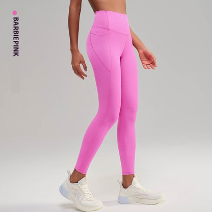Pantalones de yoga deportivos de cintura alta y tacto nude de tenacidad media para mujer