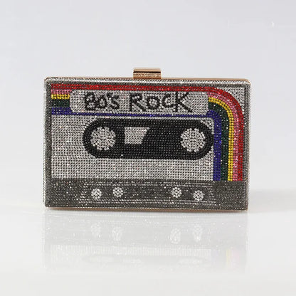 Retro Crystal Cassette Clutch - BAGMODA