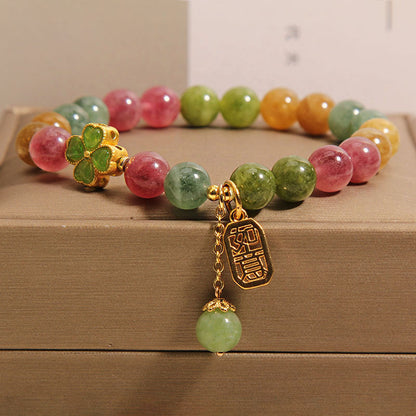 Exquisites buntes Turmalin-Ruyi-Anhängerarmband für Damen