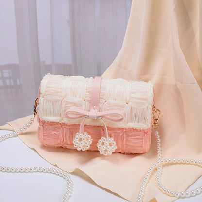 Bolsa de tejido de lana, bolsa tejida a mano, bolsa de tejido propio, bolsa de material de tejido propio