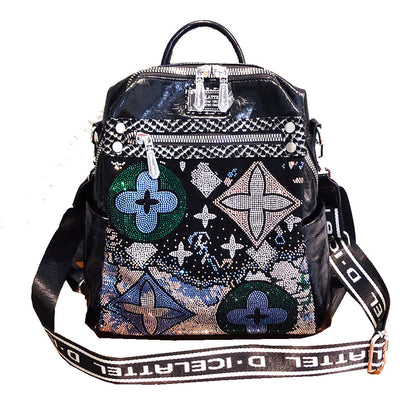 Mochila con mariposas de diamantes de imitación