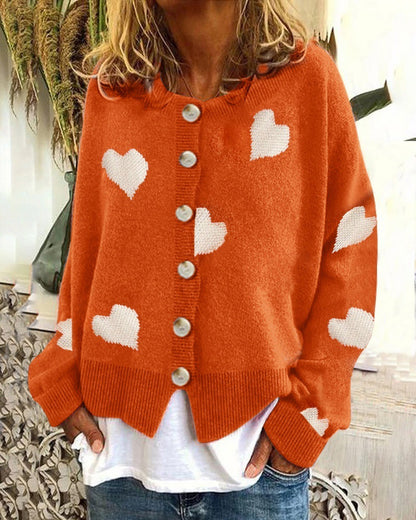 Suéter de corazón para mujer, cárdigan de un solo pecho, abrigo de punto, ropa exterior