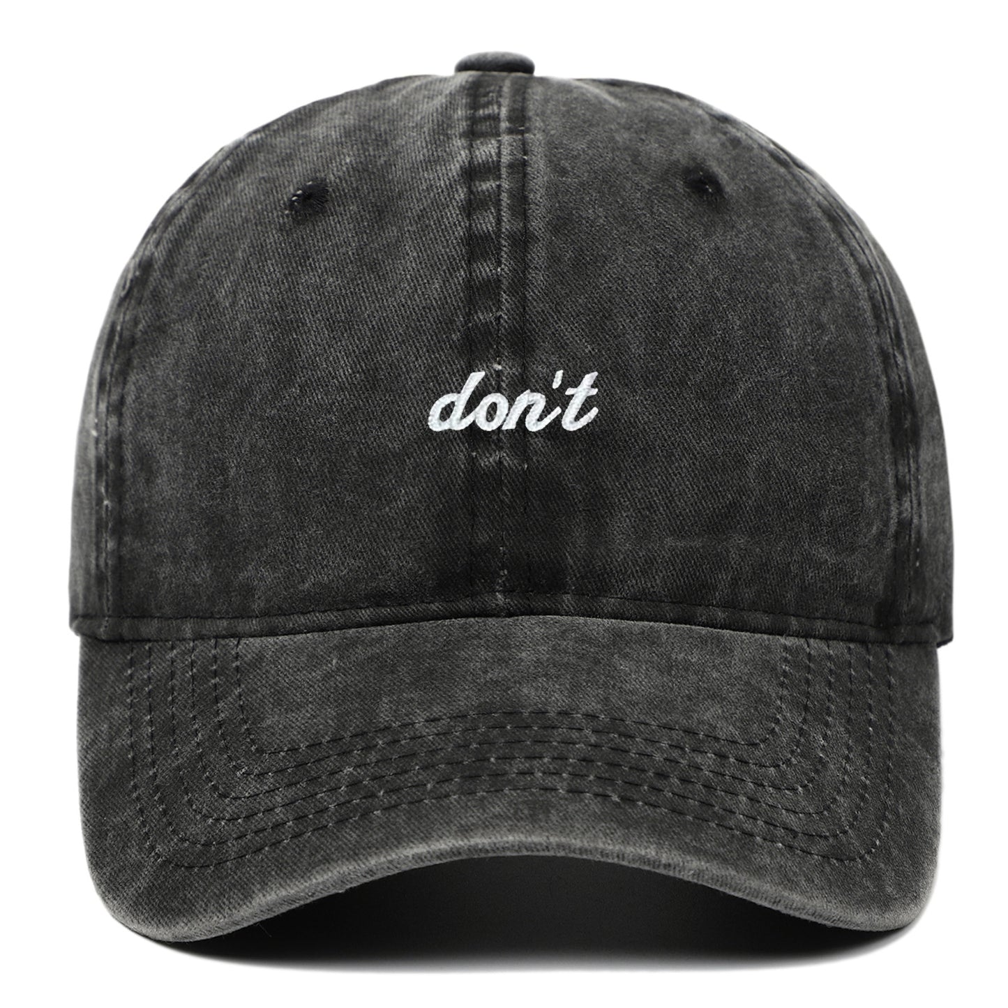 Letter Don't Embroidered Washed Old Soft Top Baseball Cap