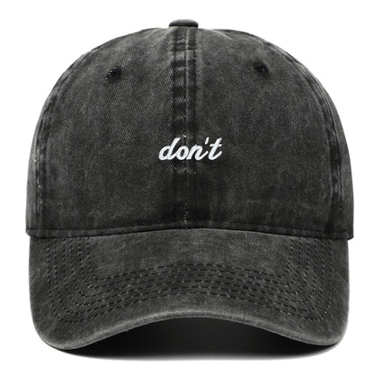 Baseballkappe mit aufgesticktem Buchstaben „Don't“, gewaschen, alt, weiches Oberteil