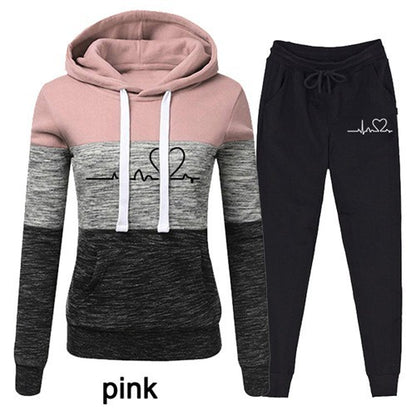 Conjunto deportivo informal de dos piezas para mujer, sudadera con capucha