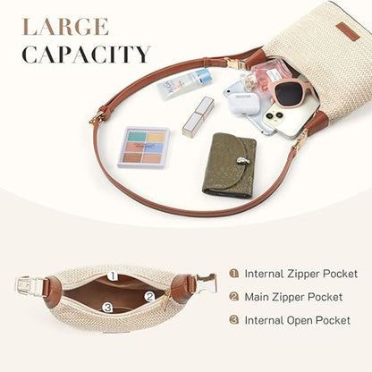 Bolso de hombro informal de paja combinable