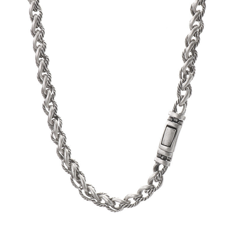 Keel Chain Necklace Vintage Antique Silver Twist Men's Titanium Steel Necklace