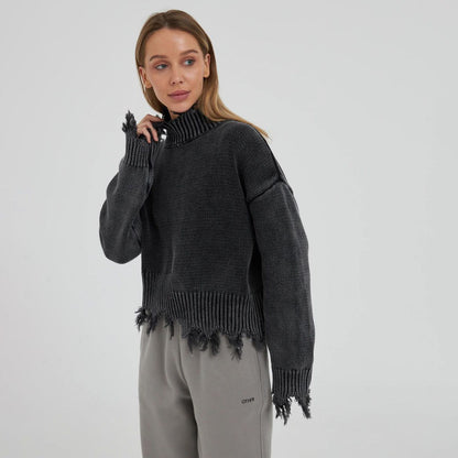 Top sencillo de color liso para mujer, estilo urbano, otoño e invierno, con estampado de tendencia.