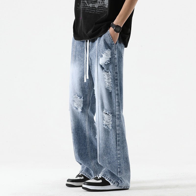 Fashion Men Loose Drawstring Straight - leg Pants - BAGMODA
