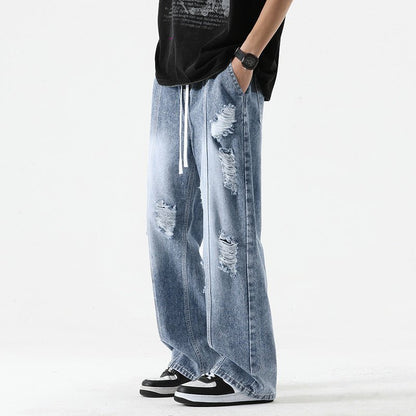 Fashion Men Loose Drawstring Straight - leg Pants - BAGMODA