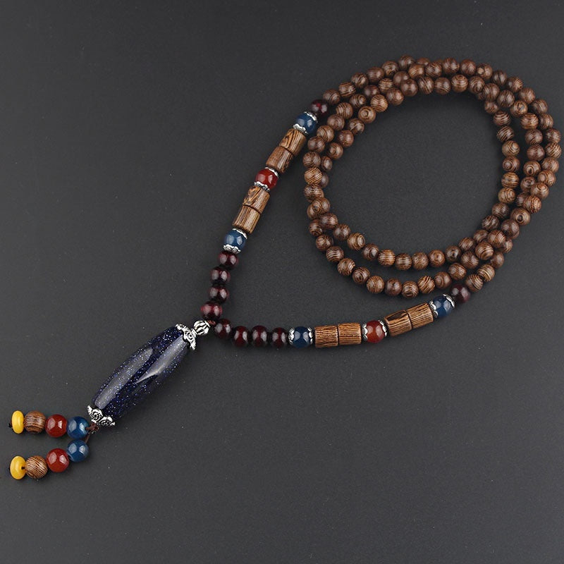 Men's And Women's Necklaces Retro Wooden Bead Sweater Chain Long Bodhi Pendant