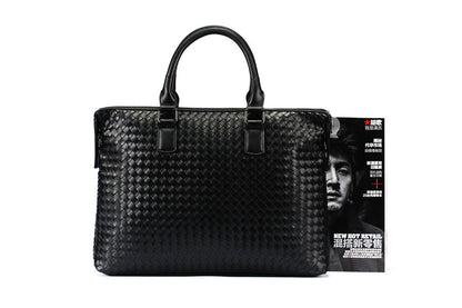 Bolso de hombre, maletín grande de cuero tejido a mano, bolsos de lujo, bolsos de mano de negocios para hombre, bolsos de mano de alta calidad para portátil.