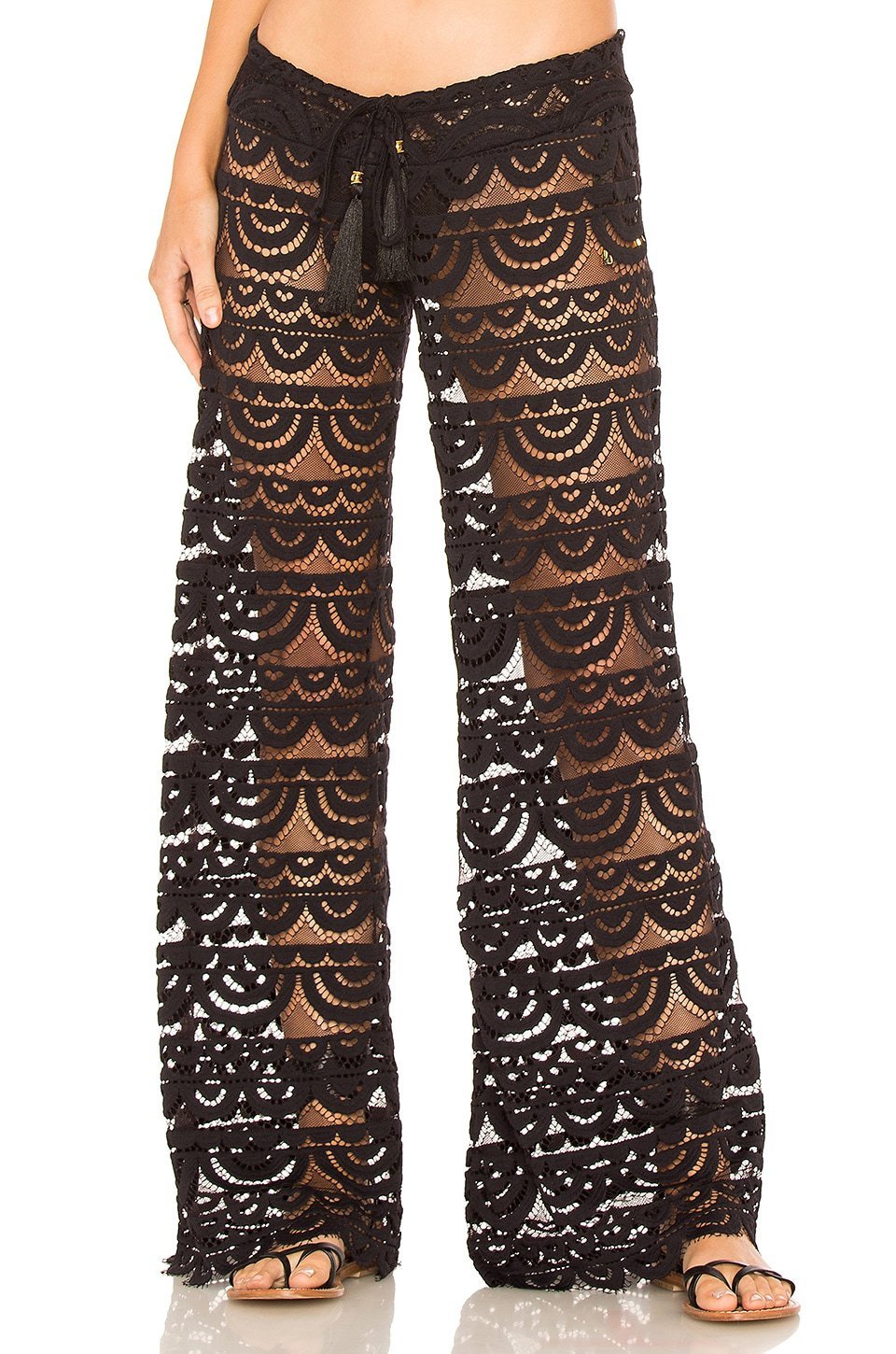 Sweet Lace Hollow-out Wide-leg Pants For Women