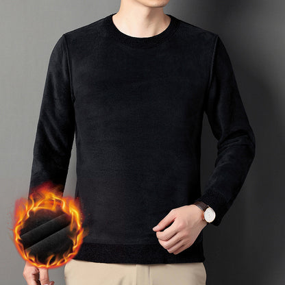 Suéter de chenilla tejido para hombre, nuevo estilo, cuello redondo, felpa