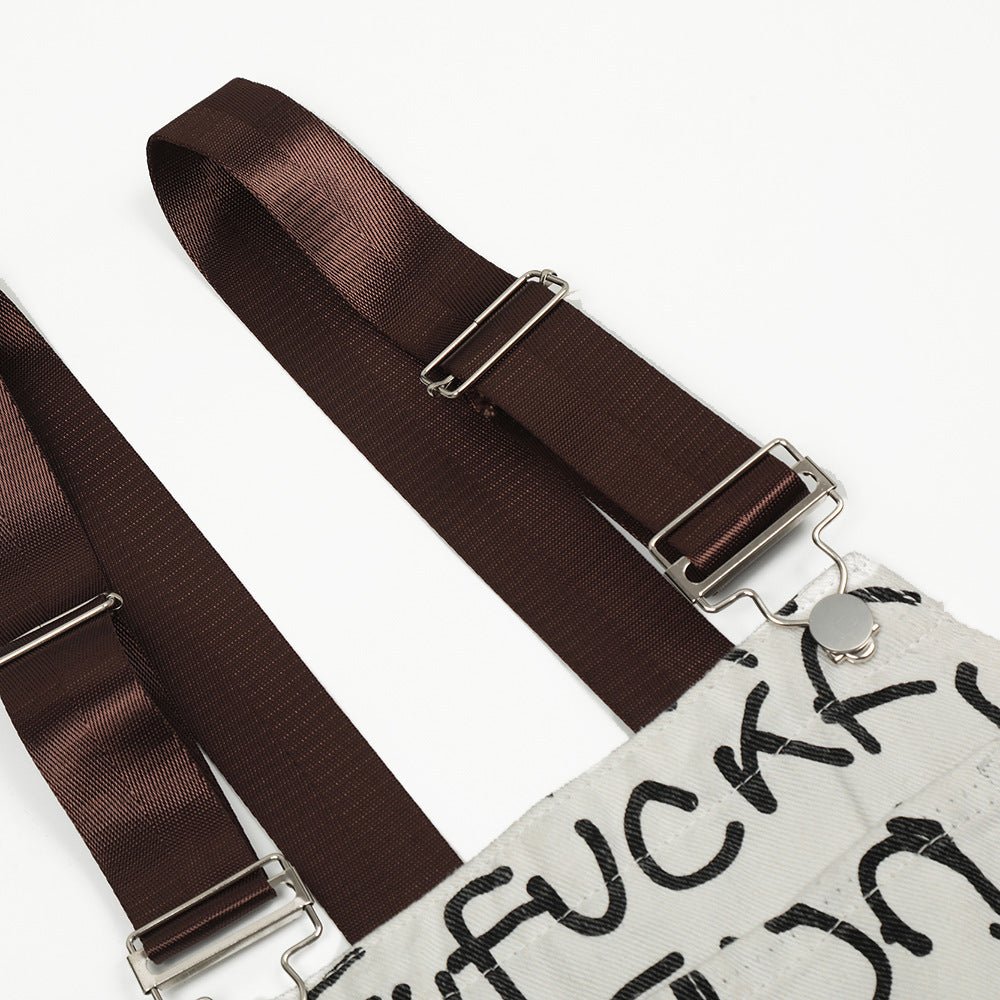 Letter Denim Working Bib Top Pants Men - BAGMODA