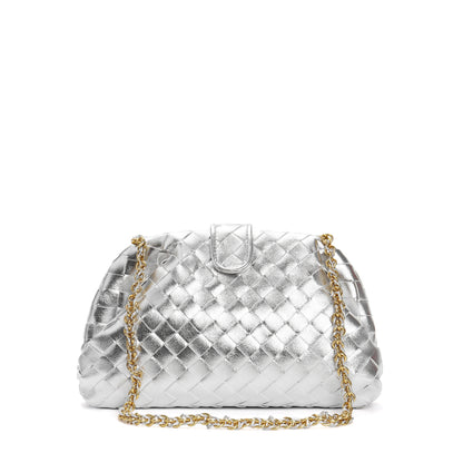 Bolso de hombro tejido de cuero genuino