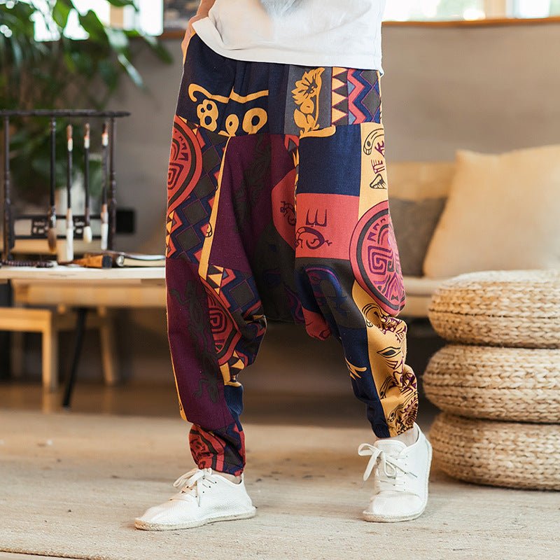 Chinese Style Printed Casual Pants Men Loose - BAGMODA