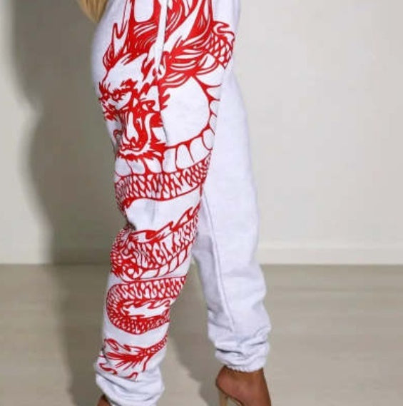New Printed Fashion Elastic Waist Sports Casual Harem Pants Women