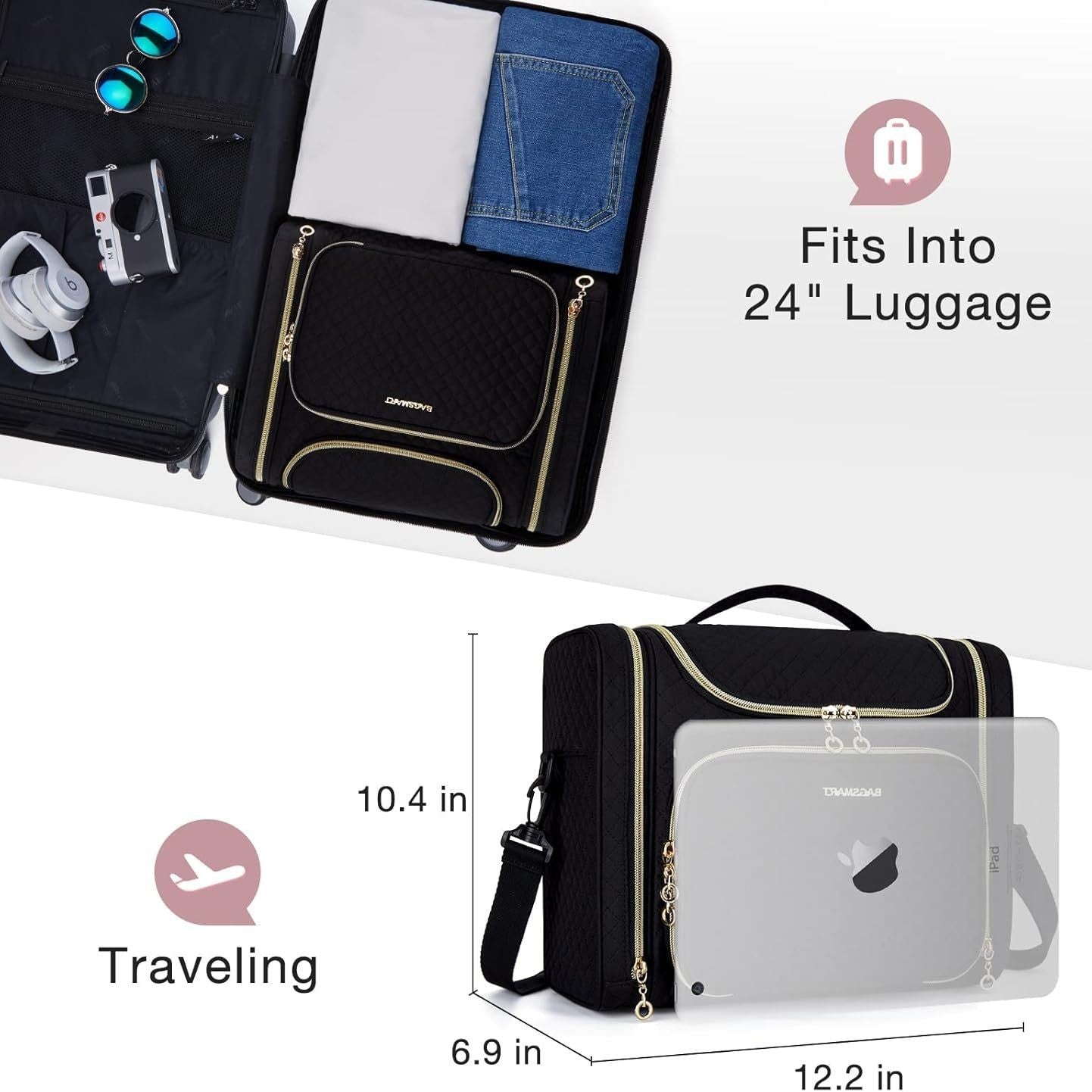 Bolsa de almacenamiento multifuncional de viaje portátil impermeable de gran capacidad para mujer