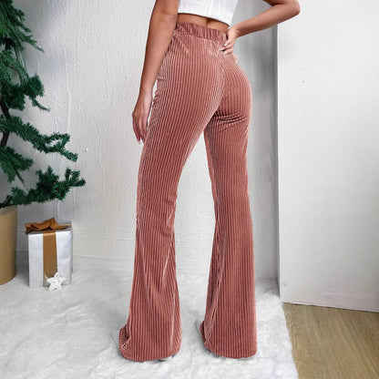 Hohe Taille Lamp Wick Cord Schlaghose Weites Bein Damen