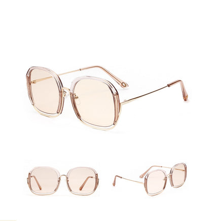 Gafas de sol coloridas, modernas y grandes con media montura para mujer