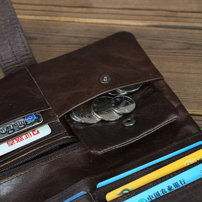 Cartera de mujer de piel auténtica con múltiples ranuras para tarjetas