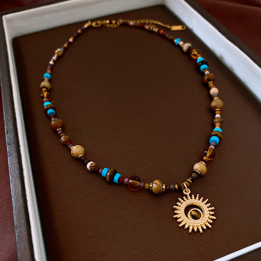 Sun Pendant Stainless Steel Necklace