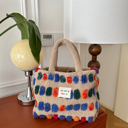 Bolso de hombro portátil tipo cubo de peluche