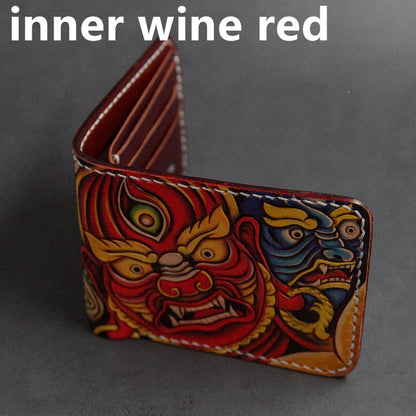 Erste Schicht Rindsleder Handgefertigte Leder Carving Brieftasche Kurze Karpfen Paar Geschenk