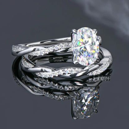 Anillo sencillo de circonita clásica para vestido de novia de dos piezas