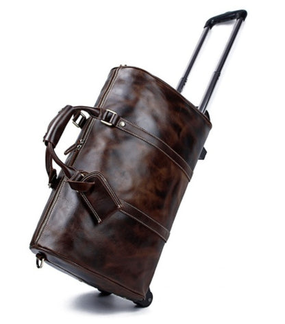Bolsa de viaje con ruedas de piel de vaca