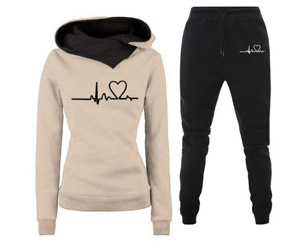 Frauen Trainingsanzug Pullover Hoodies und Schwarze Hosen Herbst