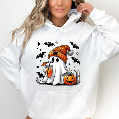 Sudadera con capucha de murciélago, calabaza y fantasma de Halloween para mujer