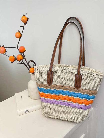 Bolso de paja de gran capacidad con cesta tejida