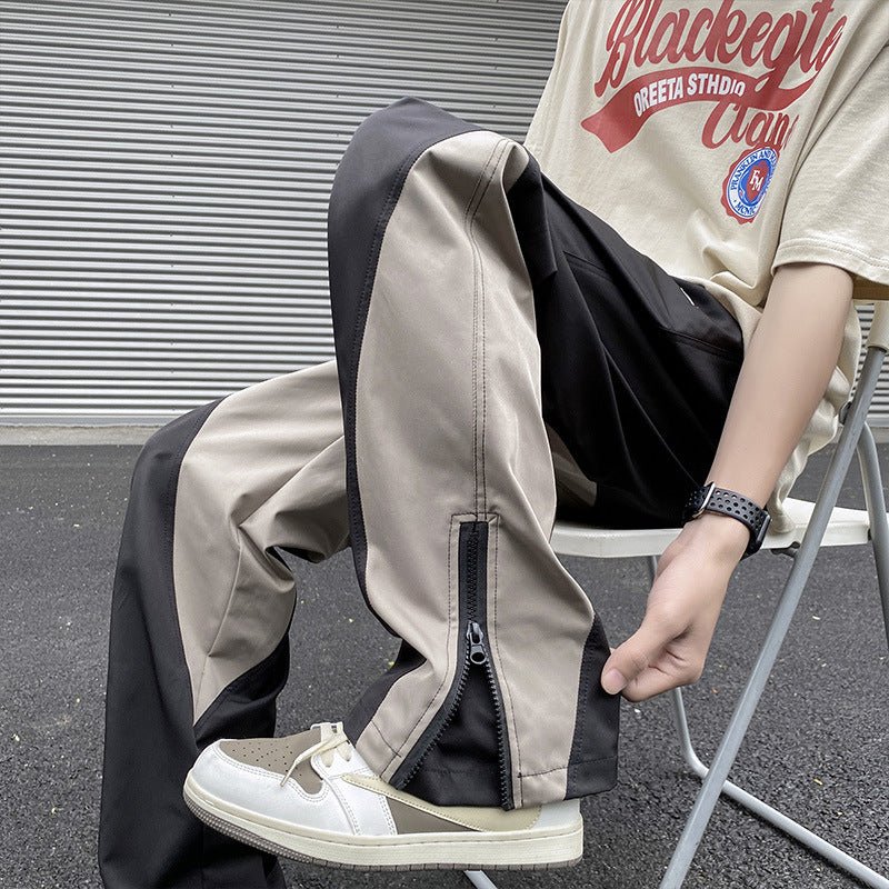 Stitching Embroidery Casual Mopping Trend Men Straight - leg Pants - BAGMODA