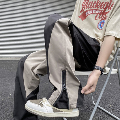 Stitching Embroidery Casual Mopping Trend Men Straight - leg Pants - BAGMODA