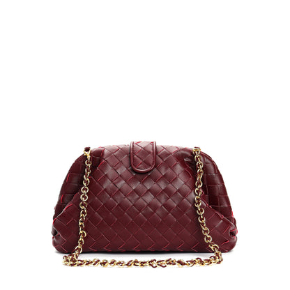 Bolso de hombro tejido de cuero genuino
