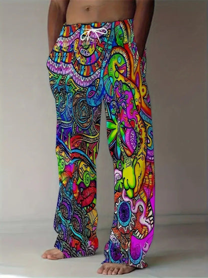 Digital Printing Casual Elastic Pants Men