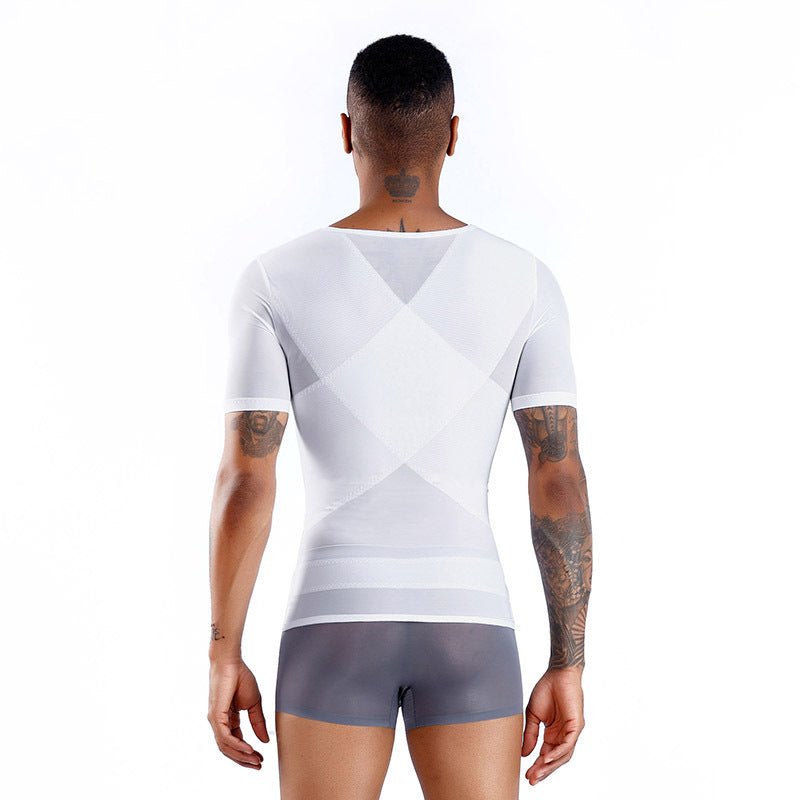 Summer Men's Corset Shapewear For Abdomen, Tight - fitting, Fitness Corset, Invisible Short - sleeved Shapewear - BAGMODA