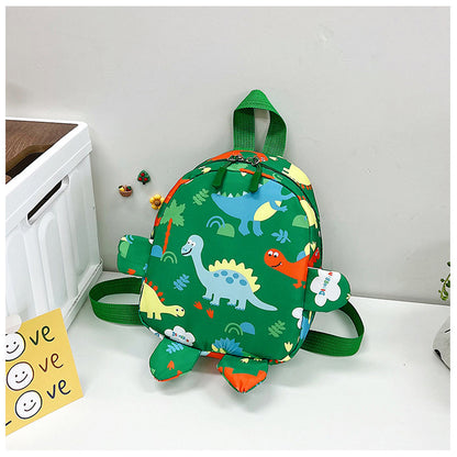 Bonita mochila infantil con diseño de dinosaurio de dibujos animados.