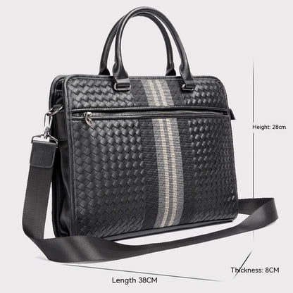 Stitching Woven Business Casual Aktentasche Herren Schulter Crossbody Computertasche