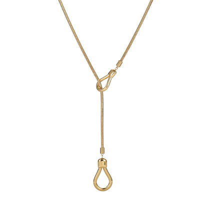 Cadena larga ajustable para suéter, de acero inoxidable, chapada en oro de 18 quilates, estilo europeo y americano.