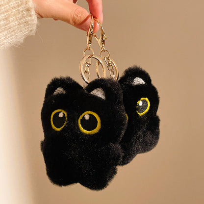 Llavero de peluche con colgante de mochila de gato negro
