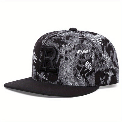 Gorra de hip hop urbana con bordado de letra R europea y americana