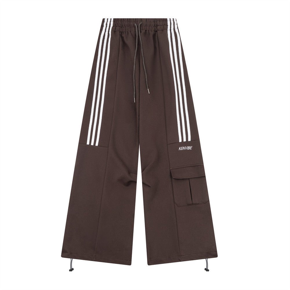Three Bars Loose Straight Cargo Pants Men - BAGMODA
